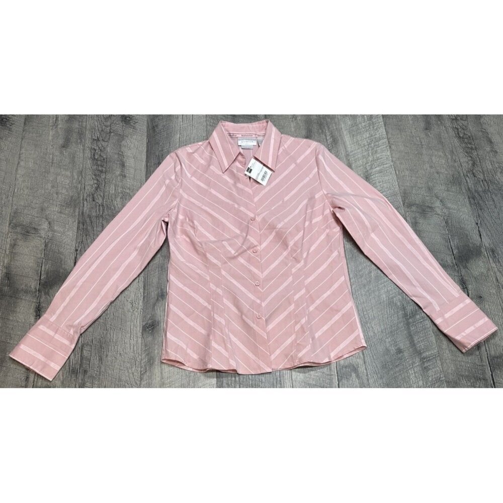 Worthington Stretch‎ Shirt Womens 4 Pink Blouse Long Sleeve Button Up Career NEW